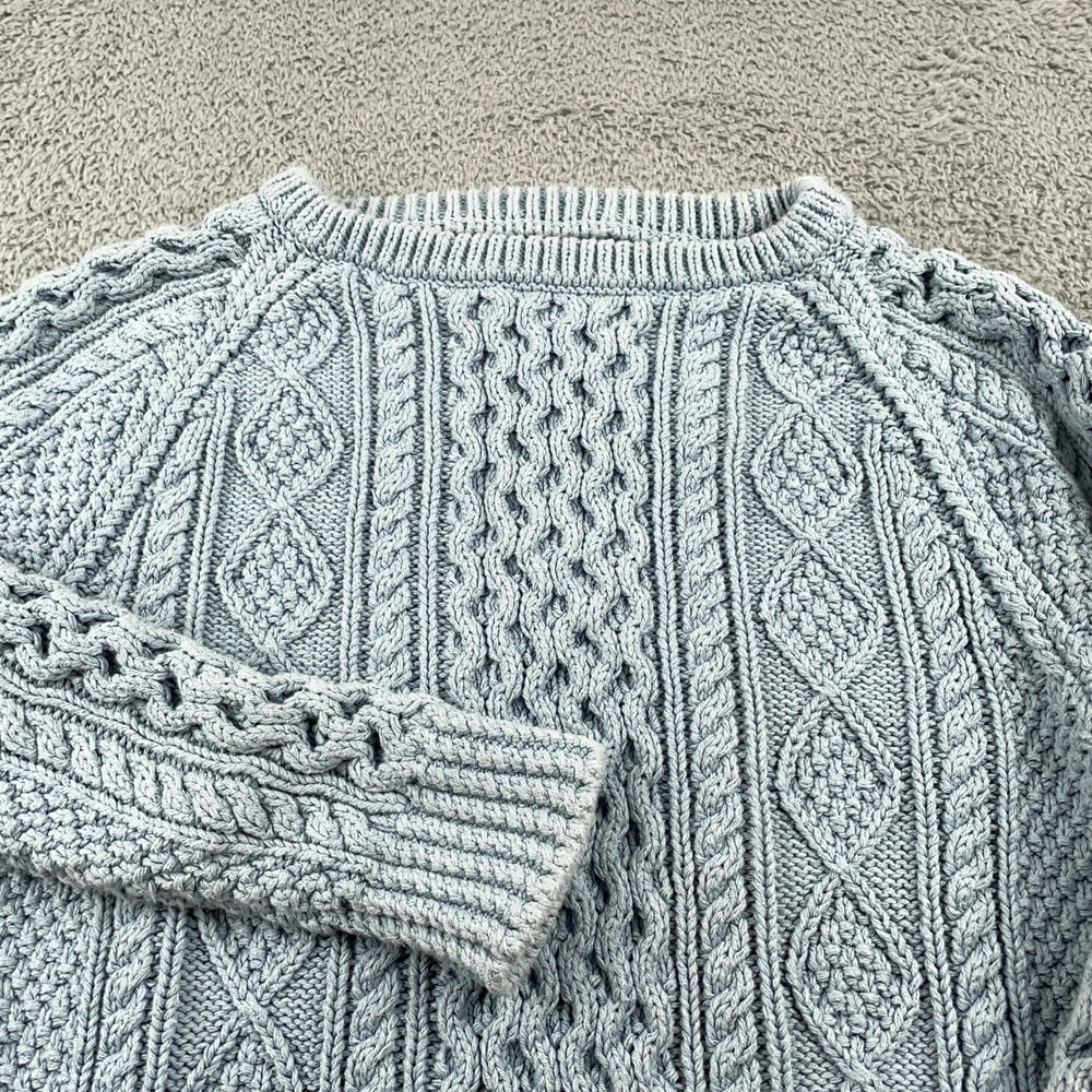 LL Bean Sweater Womens Small Blue Signature Cable Knit Tunic Fisherman Casual
